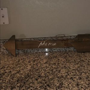 Wooden Phi Mu sorority arrow decor